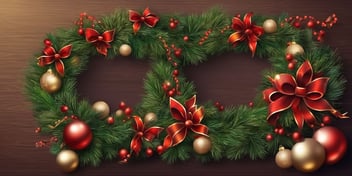 Wreath in realistic Christmas style