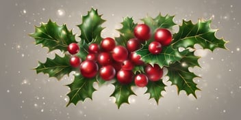 Holly in realistic Christmas style