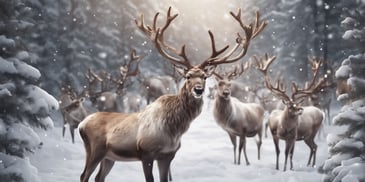 Reindeer in realistic Christmas style