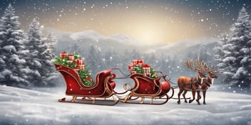 Sleigh in realistic Christmas style