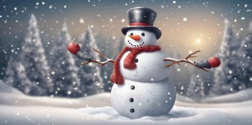 Snowman in realistic Christmas style