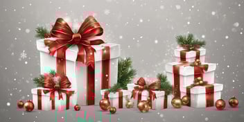 Present baskets in realistic Christmas style