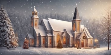 Church in realistic Christmas style