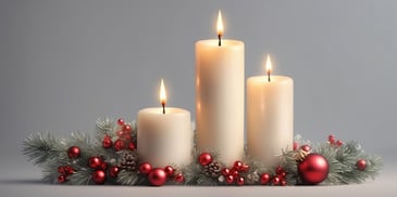 Candle in realistic Christmas style