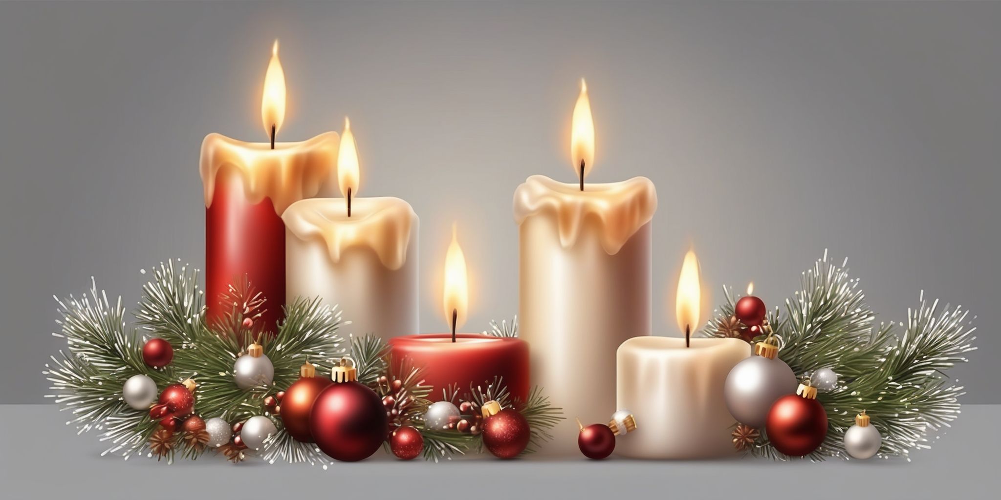 Candle in realistic Christmas style