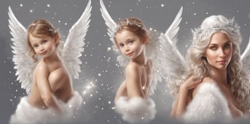 Angels in realistic Christmas style